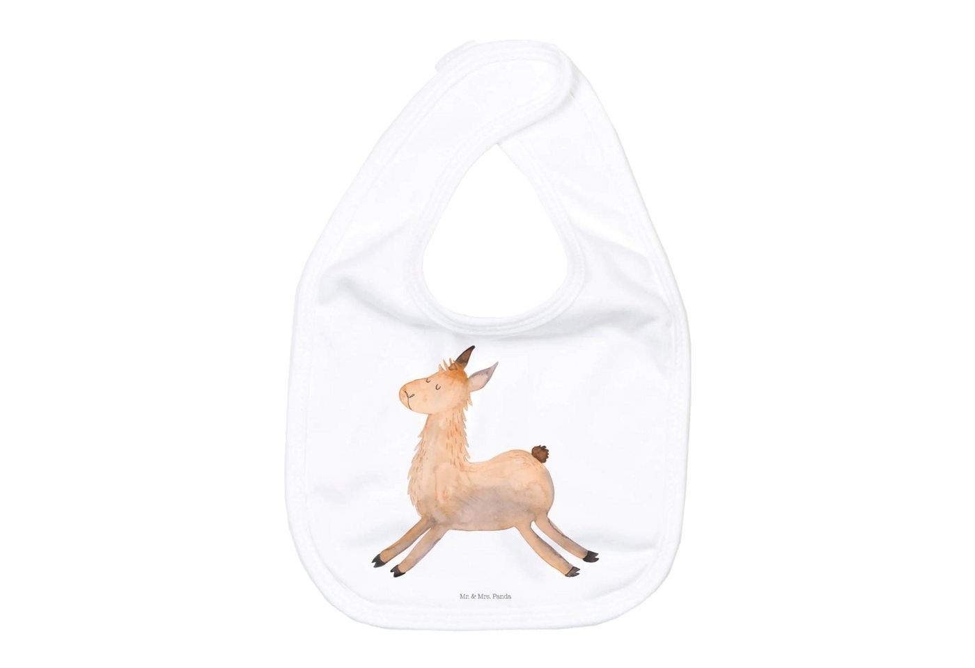 Mr. & Mrs. Panda Tragetuch Lama Springen - Weiß - Geschenk, Alpaka, Lamas, Lätzchen Für Babys, S (Packung, 1-tlg., Organic Babylätzchen Lama springend), Handgefertigt von Mr. & Mrs. Panda