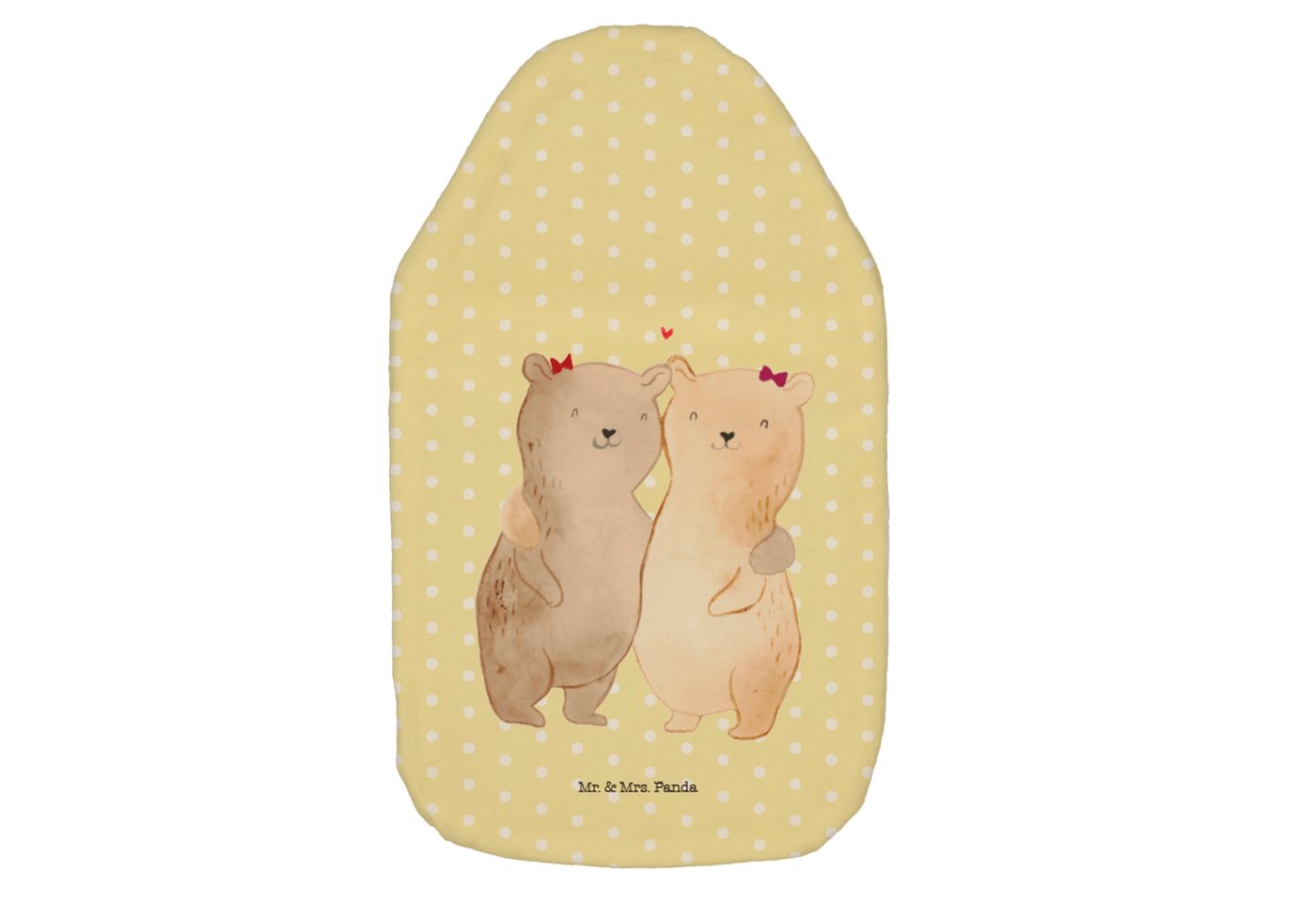 Mr. & Mrs. Panda Wärmflasche Bären Schwestern - Gelb Pastell - Geschenk, Familie, kleine Schwester, (1-tlg), Flauschiger Bezug von Mr. & Mrs. Panda
