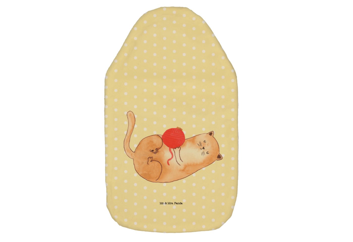 Mr. & Mrs. Panda Wärmflasche Katzen Wollknäul - Gelb Pastell - Geschenk, Kinderwärmflasche, Wolle, (1-tlg) von Mr. & Mrs. Panda