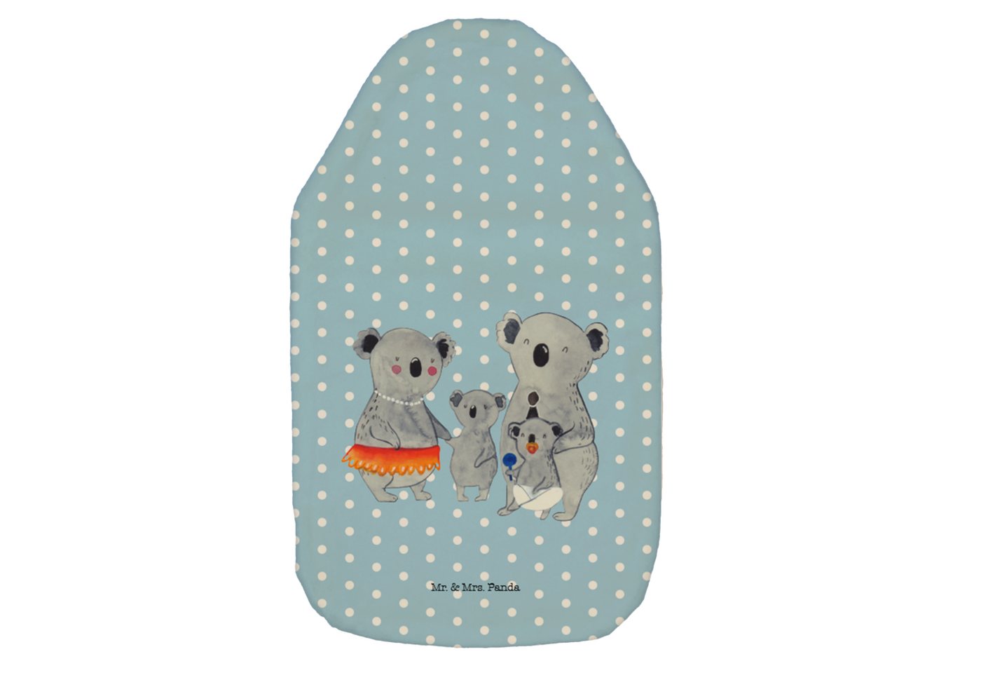 Mr. & Mrs. Panda Wärmflasche Koala Familie - Blau Pastell - Geschenk, Oma, Kinder, Familienleben, (1-tlg), Flauschiger Bezug von Mr. & Mrs. Panda