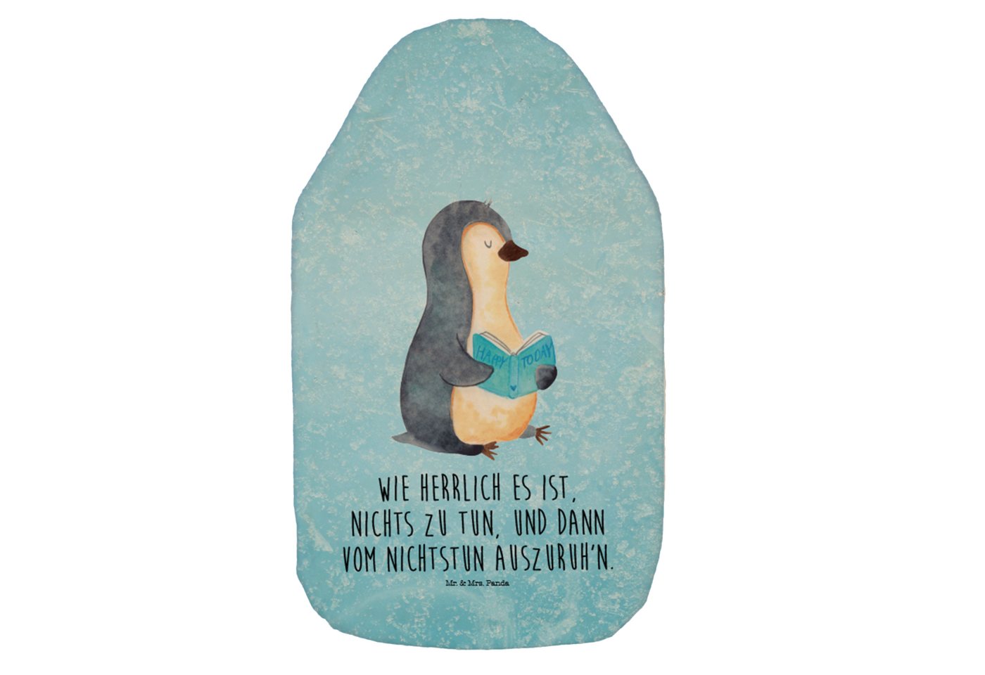 Mr. & Mrs. Panda Wärmflasche »Pinguin Buch - Eisblau - Geschenk, Lesen, Wärmflasche mit Bezug, Pause, Wärmflasche, Freizeit, Wärmflaschenbezug, entspannen, Wärmflasche Tier, Ferien«, (1-tlg) von Mr. & Mrs. Panda