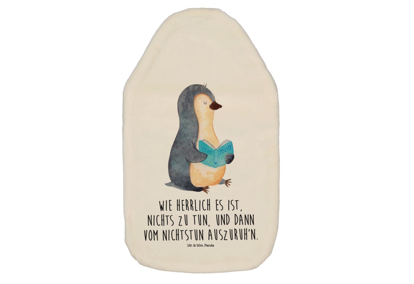 Mr. & Mrs. Panda Wärmflasche Pinguin Buch - Weiß - Geschenk, Wärmflaschenbezug, Kinderwärmflasche, (1-tlg), Weicher Bezug von Mr. & Mrs. Panda