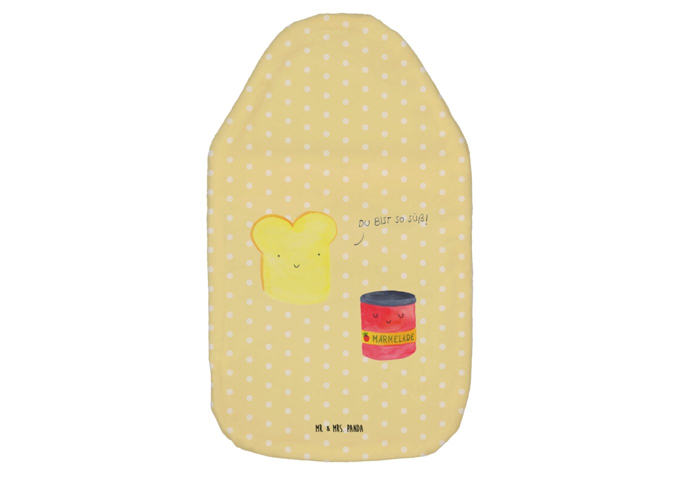 Mr. & Mrs. Panda Wärmflasche Toast Marmelade - Gelb Pastell - Geschenk, Tiere, süße Postkarte, Kin, (1-tlg), Gleichmäßige Wärme von Mr. & Mrs. Panda