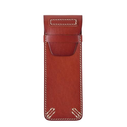 Mr.Fashion Leder Herren Handgefertigte Tasche Protector Stifteetui Vintage Kreative Geschenke pflanzlich gegerbtes Leder Stifteetui Schutz (Rotbraun) von Mr.Fashion