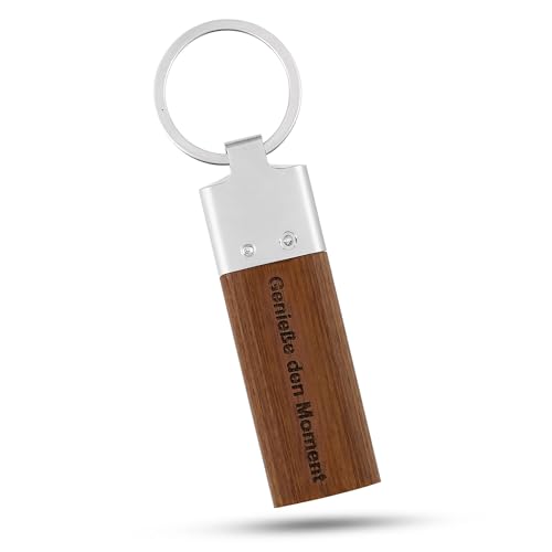 Mr.KeyChain Schlüsselanhänger Holz Metall Gravur Genieße den Moment- Geschenk für Frauen & Männer, Partner Freund Freundin - Edler Holz Schlüsselanhänger Geschenkidee - Minimalistisch langlebig Mr.KeyChain Schlüsselanhänger Holz Metall Gravur Genieße den Moment- Geschenk für Frauen & Männer, Partner Freund Freundin - Edler Holz Schlüsselanhänger Geschenkidee - Minimalistisch langlebig von Mr.KeyChain