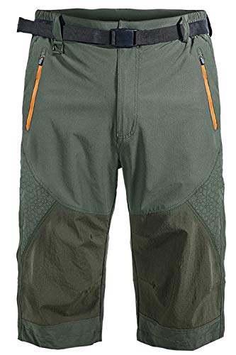 Mr.Stream 3/4-Hosen Elastischer Herren Hose Sports Wandern Kurz Shorts mit Reißverschlusstaschen 2X-Large Green von Mr.Stream