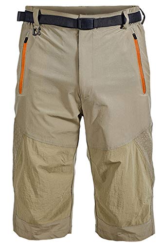 Mr.Stream 3/4-Hosen Elastischer Herren Hose Sports Wandern Kurz Shorts mit Reißverschlusstaschen 2X-Large Khaki von Mr.Stream