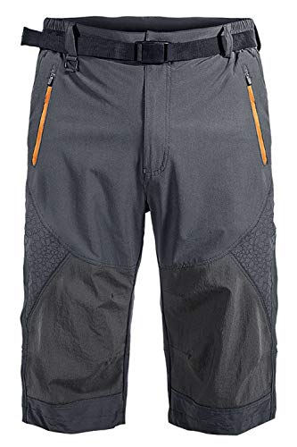 Mr.Stream 3/4-Hosen Elastischer Herren Hose Sports Wandern Kurz Shorts mit Reißverschlusstaschen X-Large Gray von Mr.Stream