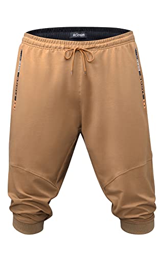 Mr.Stream Baumwolle 3/4 Kurze Hosen Herren Shorts Sommer Sporthose kurz Laufhose Dreiviertel Trainingshose mit Reißverschlusstaschen 887 Brown L von Mr.Stream