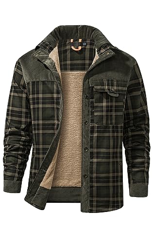 Mr.Stream Herren Thermohemd Flanellhemd Winterjacke Fleecefutter schützendem Innenfutter Holzfällerhemd Arbeitshemd 3251 Dark Green L von Mr.Stream