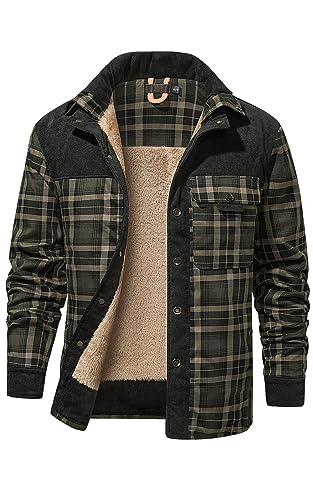 Mr.Stream Herren Thermohemd Flanellhemd Winterjacke Fleecefutter schützendem Innenfutter Holzfällerhemd Arbeitshemd 3251 Green 2XL von Mr.Stream