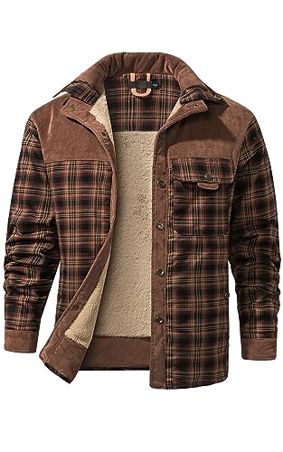 Mr.Stream Herren Thermohemd Flanellhemd Winterjacke Fleecefutter schützendem Innenfutter Holzfällerhemd Arbeitshemd 3251 Red Coffee 2XL von Mr.Stream