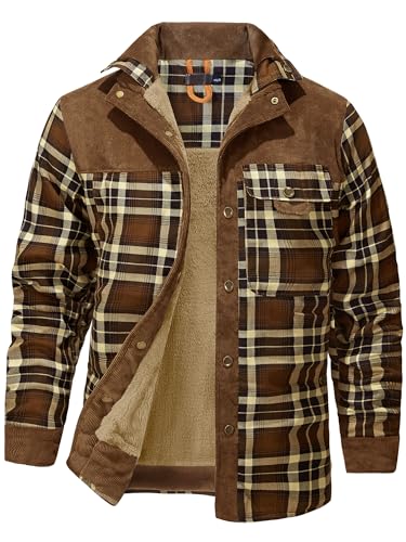 Mr.Stream Herren Thermohemd Flanellhemd Winterjacke Fleecefutter schützendem Innenfutter Holzfällerhemd Arbeitshemd 3251 Brown L von Mr.Stream