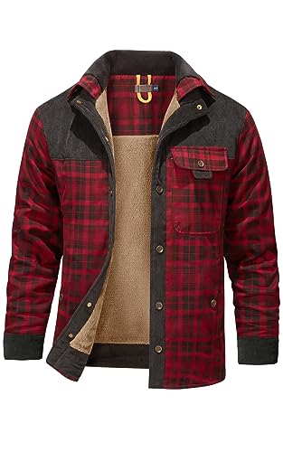 Mr.Stream Herren Thermohemd Flanellhemd Winterjacke Fleecefutter schützendem Innenfutter Holzfällerhemd Arbeitshemd 3251 Red 2XL von Mr.Stream