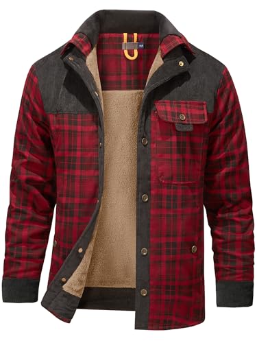 Mr.Stream Herren Thermohemd Flanellhemd Winterjacke Fleecefutter schützendem Innenfutter Holzfällerhemd Arbeitshemd 3251 Red L von Mr.Stream
