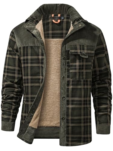 Mr.Stream Herren Thermohemd Flanellhemd Winterjacke Fleecefutter schützendem Innenfutter Holzfällerhemd Arbeitshemd 3251 Dark Green 3XL von Mr.Stream