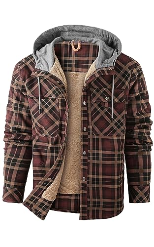 Mr.Stream Herren Thermohemd Flanellhemd Winterjacke Fleecefutter schützendem Innenfutter Holzfällerhemd Arbeitshemd Hoody 3252 Coffee 2XL von Mr.Stream