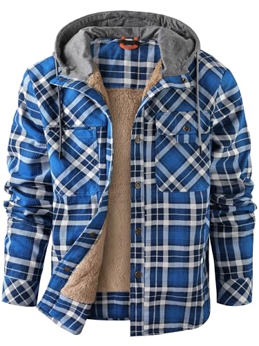 Mr.Stream Herren Thermohemd Flanellhemd Winterjacke Fleecefutter schützendem Innenfutter Holzfällerhemd Arbeitshemd Hoody 3252 Blue 2XL von Mr.Stream