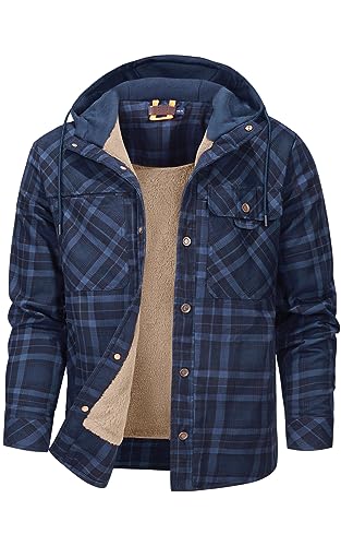 Mr.Stream Herren Thermohemd Flanellhemd Winterjacke Fleecefutter schützendem Innenfutter Holzfällerhemd Arbeitshemd Hoody 3252 Dark Blue M von Mr.Stream