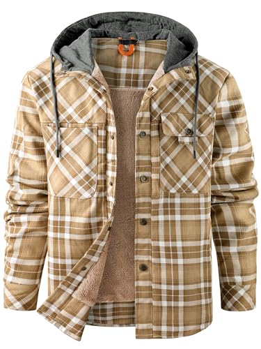 Mr.Stream Herren Thermohemd Flanellhemd Winterjacke Fleecefutter schützendem Innenfutter Holzfällerhemd Arbeitshemd Hoody 3252 Khaki M von Mr.Stream