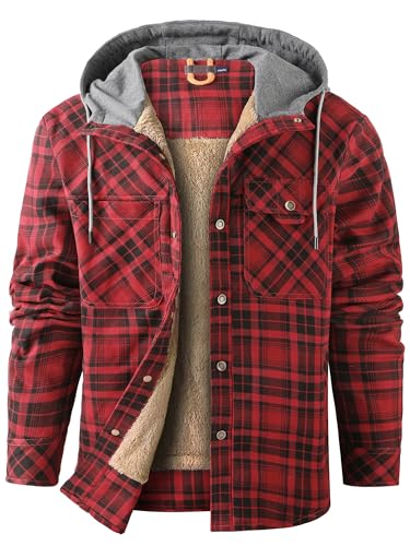 Mr.Stream Herren Thermohemd Flanellhemd Winterjacke Fleecefutter schützendem Innenfutter Holzfällerhemd Arbeitshemd Hoody 3252 Red L von Mr.Stream