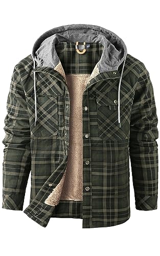 Mr.Stream Herren Thermohemd Flanellhemd Winterjacke Fleecefutter schützendem Innenfutter Holzfällerhemd Arbeitshemd Hoody 3252 Green L von Mr.Stream