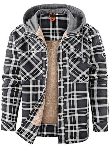 Mr.Stream Herren Thermohemd Flanellhemd Winterjacke Fleecefutter schützendem Innenfutter Holzfällerhemd Arbeitshemd Hoody 3252 Grey S von Mr.Stream