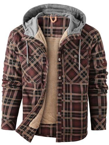 Mr.Stream Herren Thermohemd Flanellhemd Winterjacke Fleecefutter schützendem Innenfutter Holzfällerhemd Arbeitshemd Hoody 3252 Coffee XL von Mr.Stream