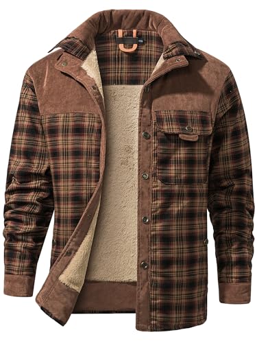 Mr.Stream Herren Thermohemd Flanellhemd Winterjacke Fleecefutter schützendem Innenfutter Holzfällerhemd Arbeitshemd 3251 Red Coffee XL von Mr.Stream