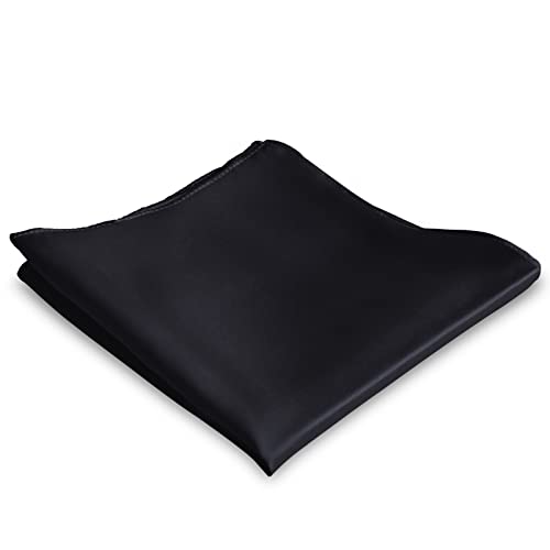 Mr.Van 100% Seide Einstecktuch für Herren, Elegant, Schwarz, Weich, 35 * 35 cm, 16,5 Momme Seideneinstecktuch Einfarbig Uni von Mr.Van