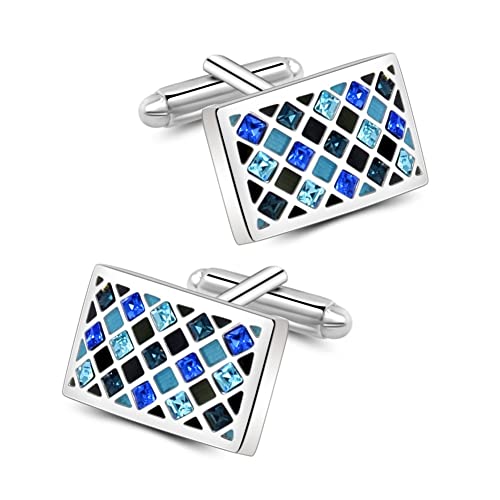 Mr.Van Herren Manschettenknöpfe, Blau Kristall Hochzeit Cufflinks für Festival Geburtstag Geschenk Tanzparty von Mr.Van