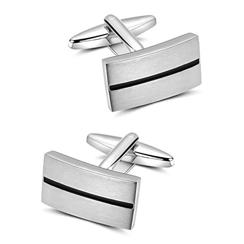 Mr.Van Manschettenknöpfe Herren, Klassisch Schwarz Streifen Cufflinks für Festival Geburtstag Weihnachten Geschenk Tanzparty (Metall) von Mr.Van