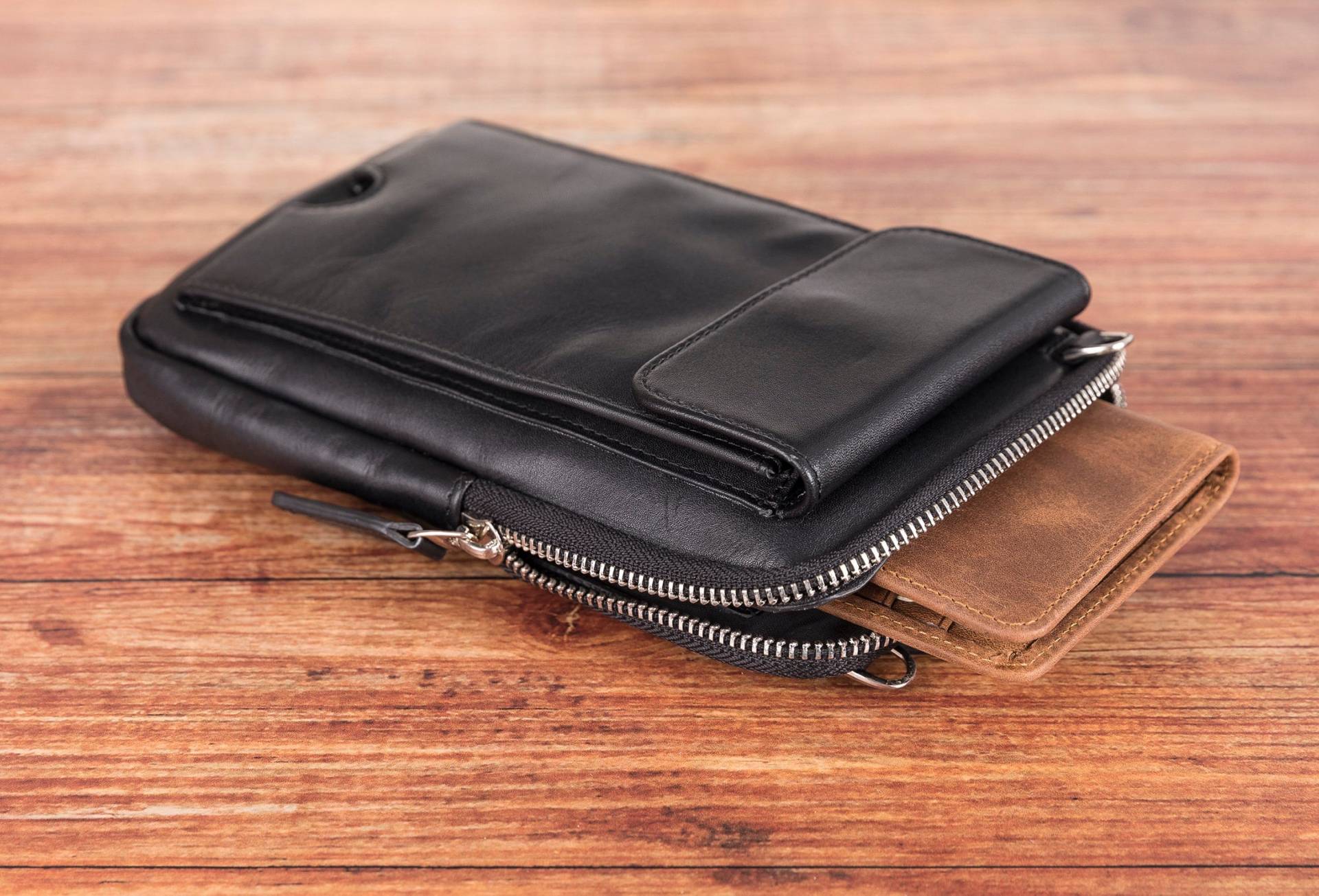 Personalisierte Brieftasche, Schwarze Leder Umhängetasche, Iphone Hülle, Crossbody Kreditkartenetui, Samsung Handyhülle, Herren Geldbörse von MrCraftsmans