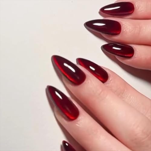 24pcs Rote Cat Eye Falsche Nägel Mandel, Französisch Künstliche Nägel Zum Aufkleben Reine Farbe Vollabdeckung Falsche Nägel, Kunstnägel Natürliche für Frauen Maniküre Nail Art (Rot Mandel, 24x) 24pcs Rote Cat Eye Falsche Nägel Mandel, Französisch Künstliche Nägel Zum Aufkleben Reine Farbe Vollabdeckung Falsche Nägel, Kunstnägel Natürliche für Frauen Maniküre Nail Art (Rot Mandel, 24x) von MrCuvaryas