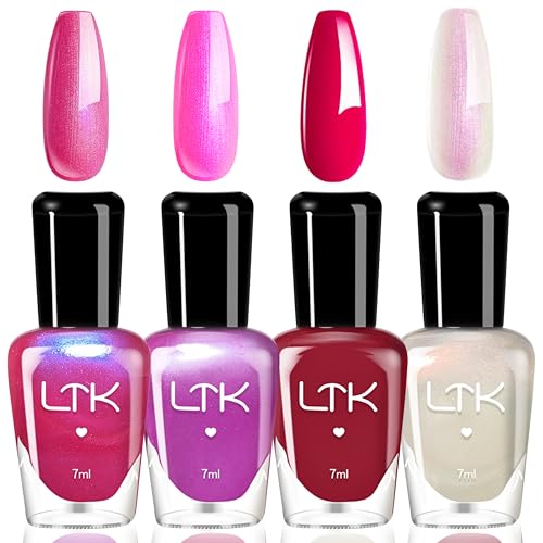 4PCS Rosa Nagellack Set - Schnell trocknend & Langanhaltend pink Shimmer Nagellack - ungiftiger Farblack auf Wasserbasis - kein UV-Nail Polish für DIY Nail Art Nagelkunst Maniküre zu Haus (Rosa) von MrCuvaryas