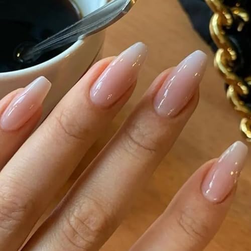 MrCuvaryas 24 Stück Press on Nails - Mittel Lang Ombre Almond Künstliche Nägel Motiv - Vollständige Abdeckung - Fingernägel Fake Nails für Frauen & Mädchen (Weißer Verlauf) von MrCuvaryas