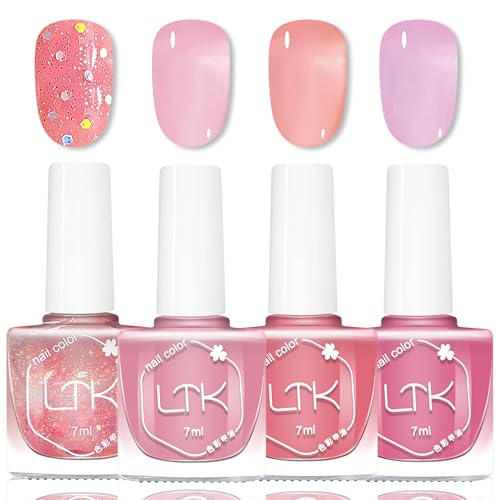 4PCS Glitzer Nagellack Set - Schnell trocknende & Langanhaltend Nagellack auf Wasserbasis - Shiny Nail Polish für DIY Nageldesign, Glänzender Glitter Farblack für Frauen Nail Art Maniküre (NudeRosa) von MrCuvaryas