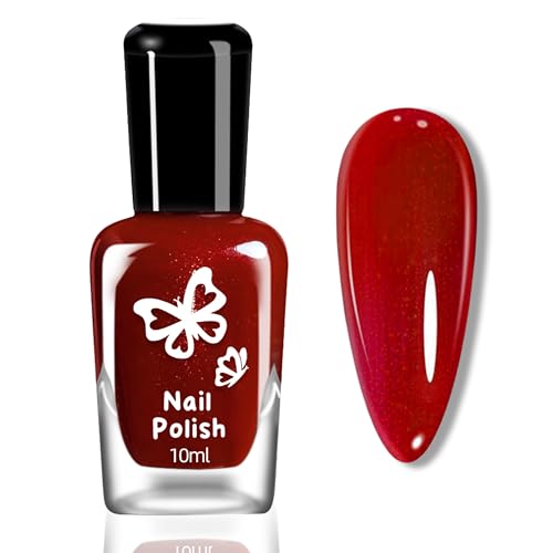 Nagellack Glitzer - Bordeauxrot Perlmutt Glossy Natürlicher Shimmer Nail Polish, Ungiftig Nagellack auf Wasserbasis, Ohne UV Lampe, Langanhaltender Chip Resistant Farblack für Frauen Nail Art (Claret) von MrCuvaryas