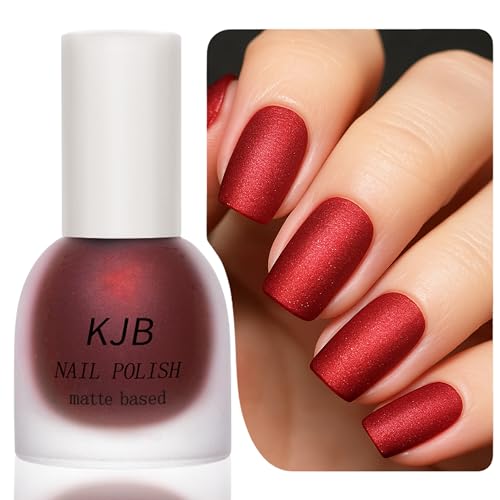 Perlmutt Roter Matt Nagellack - Schnelltrocknend & Langanhaltend - ungiftiger Nagellack auf Wasserbasis - Matte Red Nail Polish für DIY Nagelkunst Nageldesign Maniküre zu Hause (Rot, 12g) von MrCuvaryas
