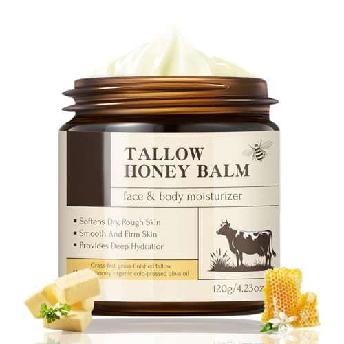 Rindertalg Creme für Gesicht & Körper - Beef Tallow Creme Bio - Beef Tallow Skincare - Tallow Honey Balm - Rinderfett Bodylotion Damen Herren - Körperlotion für Sehr Trockene Haut von MrCuvaryas