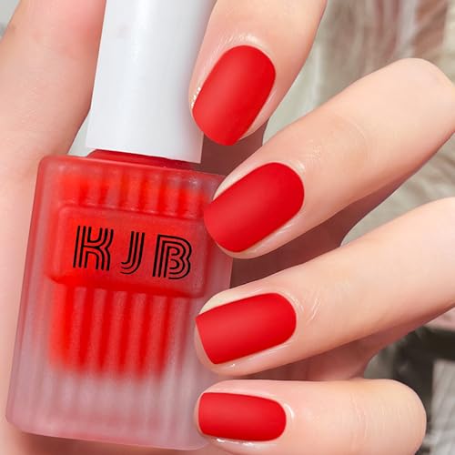 Rot Matte Nagellacke – Schnell Trocknend Ungiftig – Langanhaltender Wasserbasierter Nagellack für Frauen Nail Art Maniküre Kunst Ohne UV-Lampe, Regulärer Nagellack, Air Dry Nail polish 12ml (Red) von MrCuvaryas