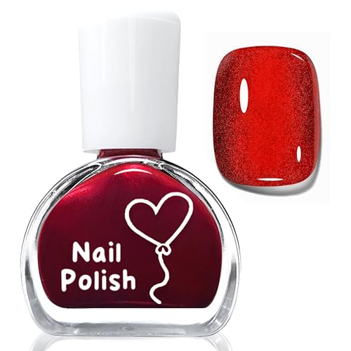 Roter Nagellack Glitzer, Glossy Langanhaltend Shimmer Nail polish, Ungiftig Nagellack auf Wasserbasis, Ohne UV Lampe, Natürlicher Farblack für Frauen DIY Maniküre Zuhause Nail Art von MrCuvaryas