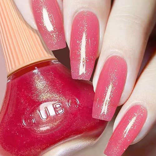 Schnelltrocknender Einfarbiger Nagellack, Einheitlicher Nagellack mit cremigem Finish - Wasserbasierte Nagellacke für DIY Nageldesign - Rosa - Kein UV Nötig Ungiftiger Nail polish (Glitzer, 1x) von MrCuvaryas