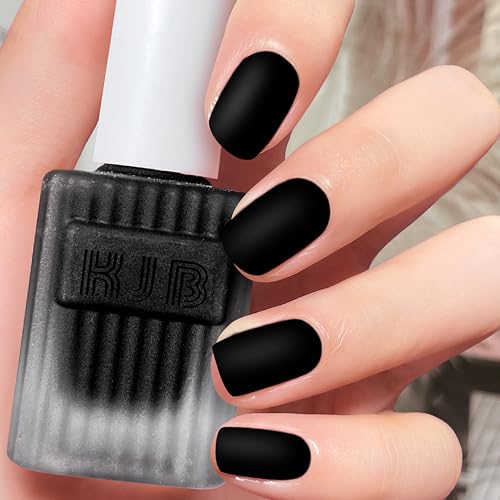 Schwarz Matte Nagellacke – Schnell Trocknend Ungiftig – Langanhaltender Wasserbasierter Nagellack für Frauen Nail Art Maniküre Kunst Ohne UV-Lampe, Regulärer Nagellack, 12ml (Black) von MrCuvaryas