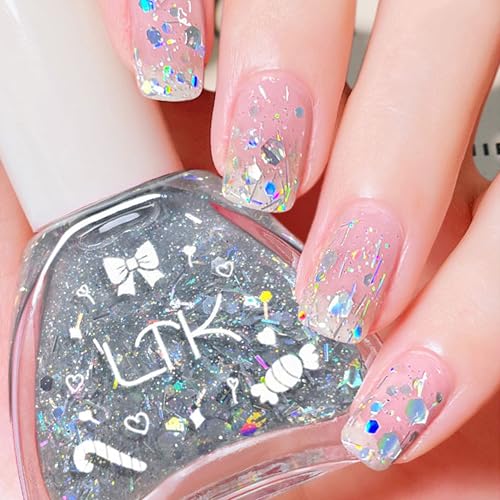 Silber Glitzer Nagellack, Glänzender Schnelltrocknender Nagellack, Silver Nail polish mit Cremigem Finish, Langanhaltender Chip Resistant & Nagelfarbe für Nail Art Maniküre zu Hause (Silberschimmer) von MrCuvaryas