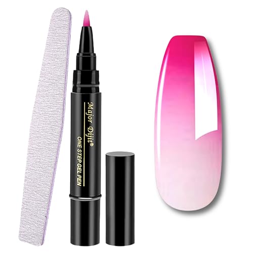 Temperaturwechsel Nagellackstift - 3 in 1 UV Gel Nagellack Pen mit Farbwechsel-Effekt, One Step Nagel Gel Bleistift UV LED Gel Nail Polish für Frauen Nageldesign, 3D Nagellack Stift Set (Rosa-Weiß) von MrCuvaryas