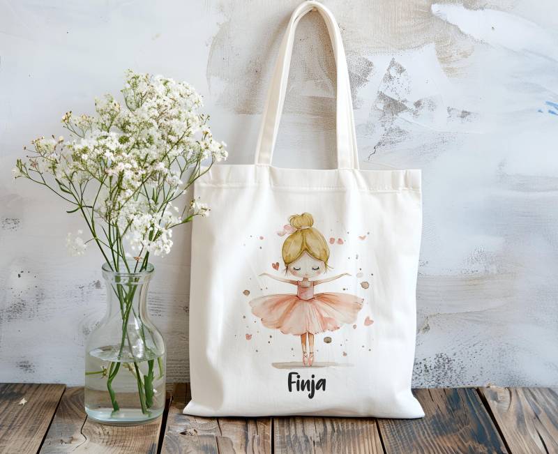 Baumwolltasche - Ballett Ballerina Blond Stofftasche Einkaufstasche Personalisiert Mit Name Turnbeutel Wunschname von MrMrsPresentDE