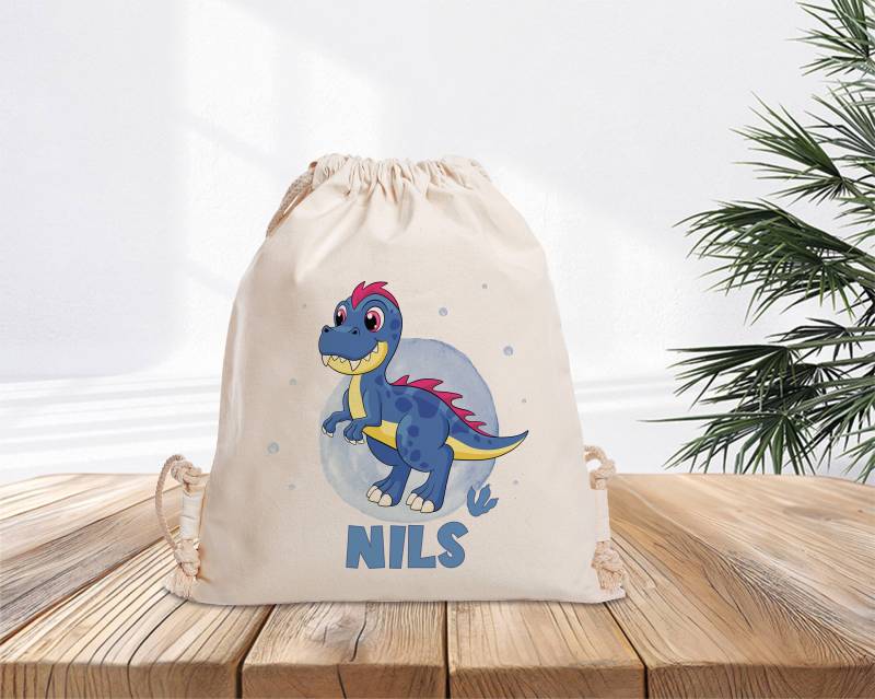 Personalisierter Turnbeutel - Allosaurus Kindergarten Schule Sporttasche Wechselkleidung Geschenk Mit Name von MrMrsPresentDE