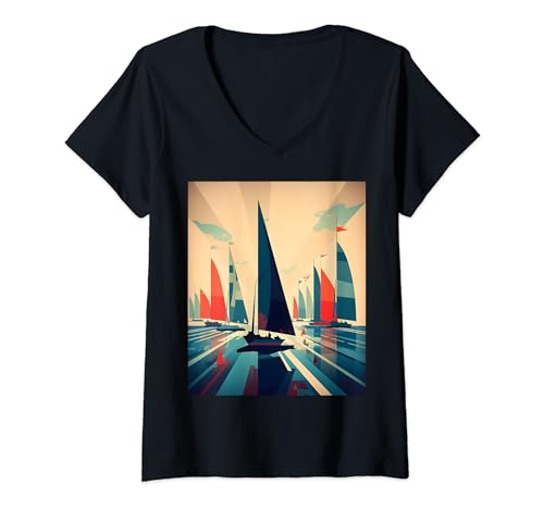 Damen Die Ocean Racers T-Shirt mit V-Ausschnitt von MrPicknmix