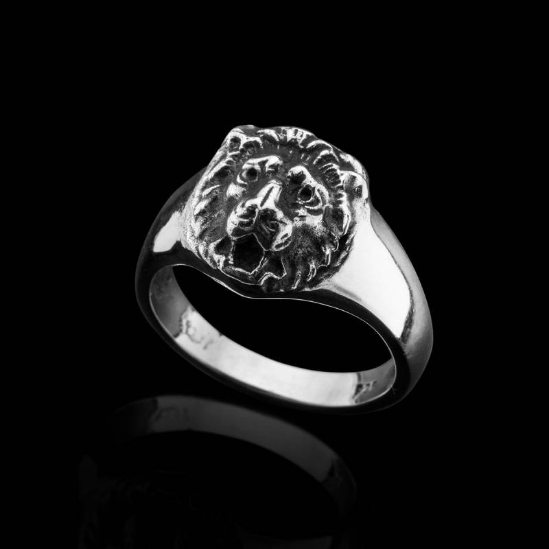 sterling Silber Löwenkopf Ring Handgefertigtes Wikinger Siegelring von MrSmithJewelry